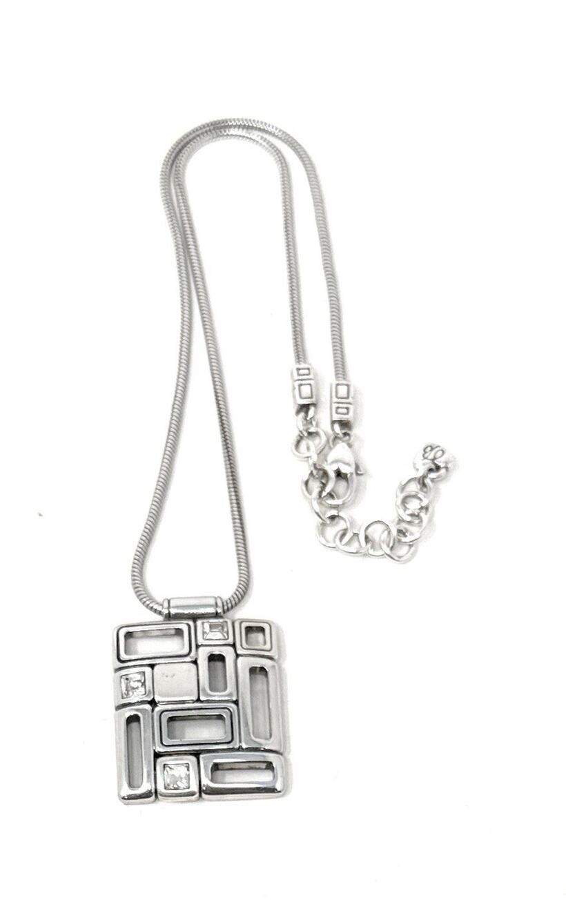 Brighton Times Square Silver Crystal Retired Pendant Necklace